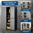 thumbnail image 3 of Fesbos 73" H Tall Metal Storage Cabinets with Wheels, Black Gray Rolling Heavy Duty Tool Cabinet with Adjustable Shelves&Lockable Doors, Garage Cabinets for Home,Kitchen, Office, 3 of 9