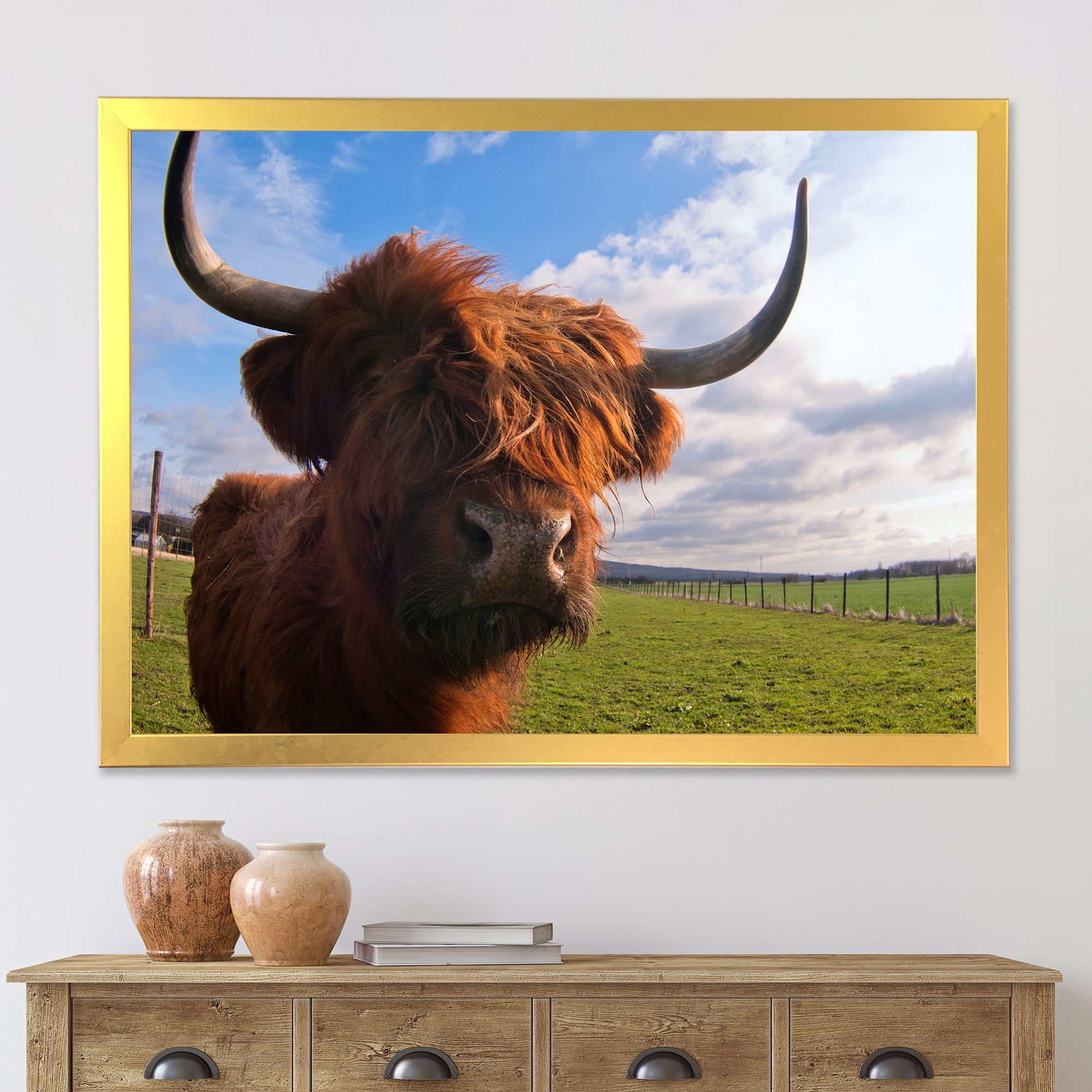Designart 'Close Up Portrait Of A Yak' Farmhouse Framed Art Print