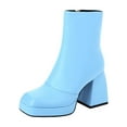 thumbnail image 2 of Babysbule Women's Boot Fashion Solid Color Thick High-heeled Women's Boots Ankle Boots, 2 of 5