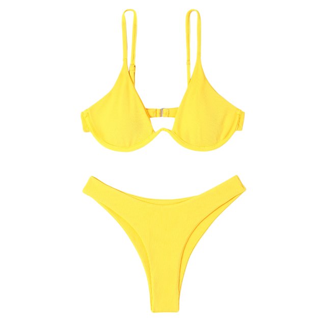 Gibobby Conjunto de Bikini Bikini Sexy 2023, traje de baño para mujer, juego de Bikini estilo Push Up, traje de baño brasileño con Tanga, ropa de playa(Amarillo,CH)