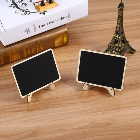 Qiilu 10-Piece Mini Wooden Customizable Chalkboards With Support Easel, Black