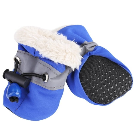 4Pcs/Set No Slip Pet Autumn And Winter Dog Shoes Boots Dog Socks Soft Cotton Padded Blue #4