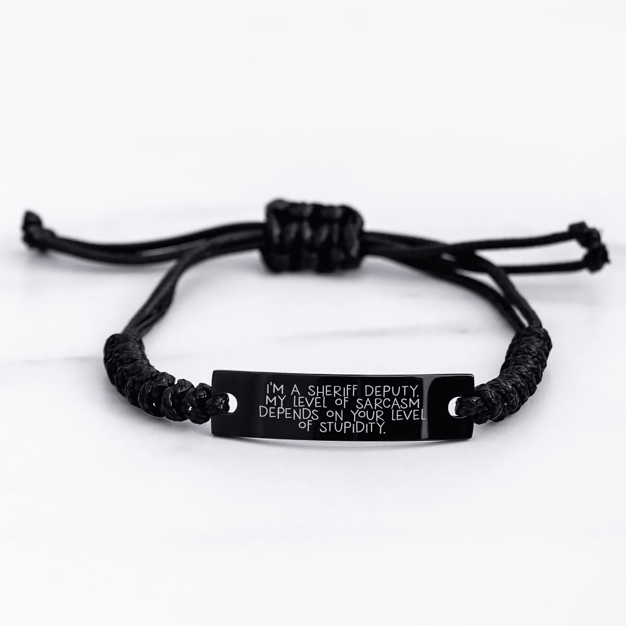 Funny Sheriff Deputy Rope Bracelet, Gifts from Men to Sheriff Deputy, Inspirational Quote, Adjustable, Black, Mother's Day Unique Gifts for Sheriff Deputy or Women
