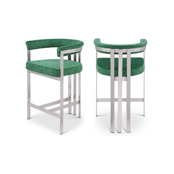 Meridian Furniture Marcello Green Velvet Counter Stool (Set of 2)