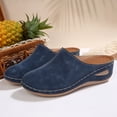 thumbnail image 5 of Pandaie Clogs for Women Comfortable Closed Toe Slip on Mules Suede Summer Wedge Slide Sandals Ladies Casual Walking Shoes Navy Size 7, 5 of 7