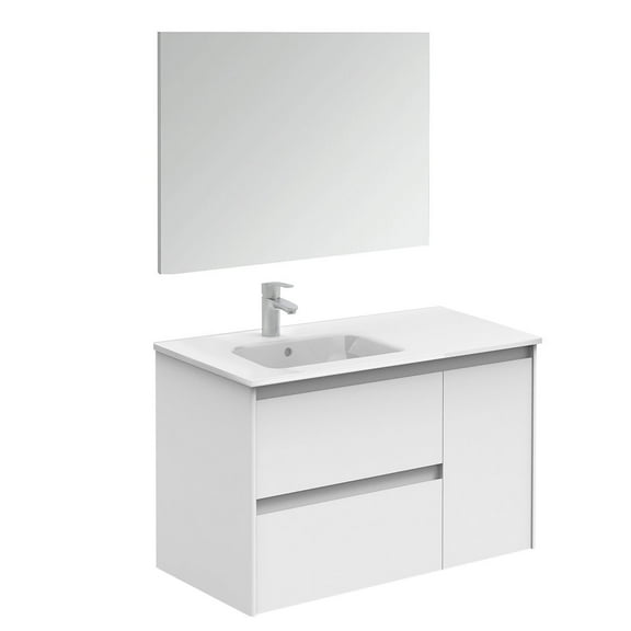 Ws Bath Collections Ambra 90 Pack 1 Ambra 36" Wall Mounted Single Basin Vanity Set - White