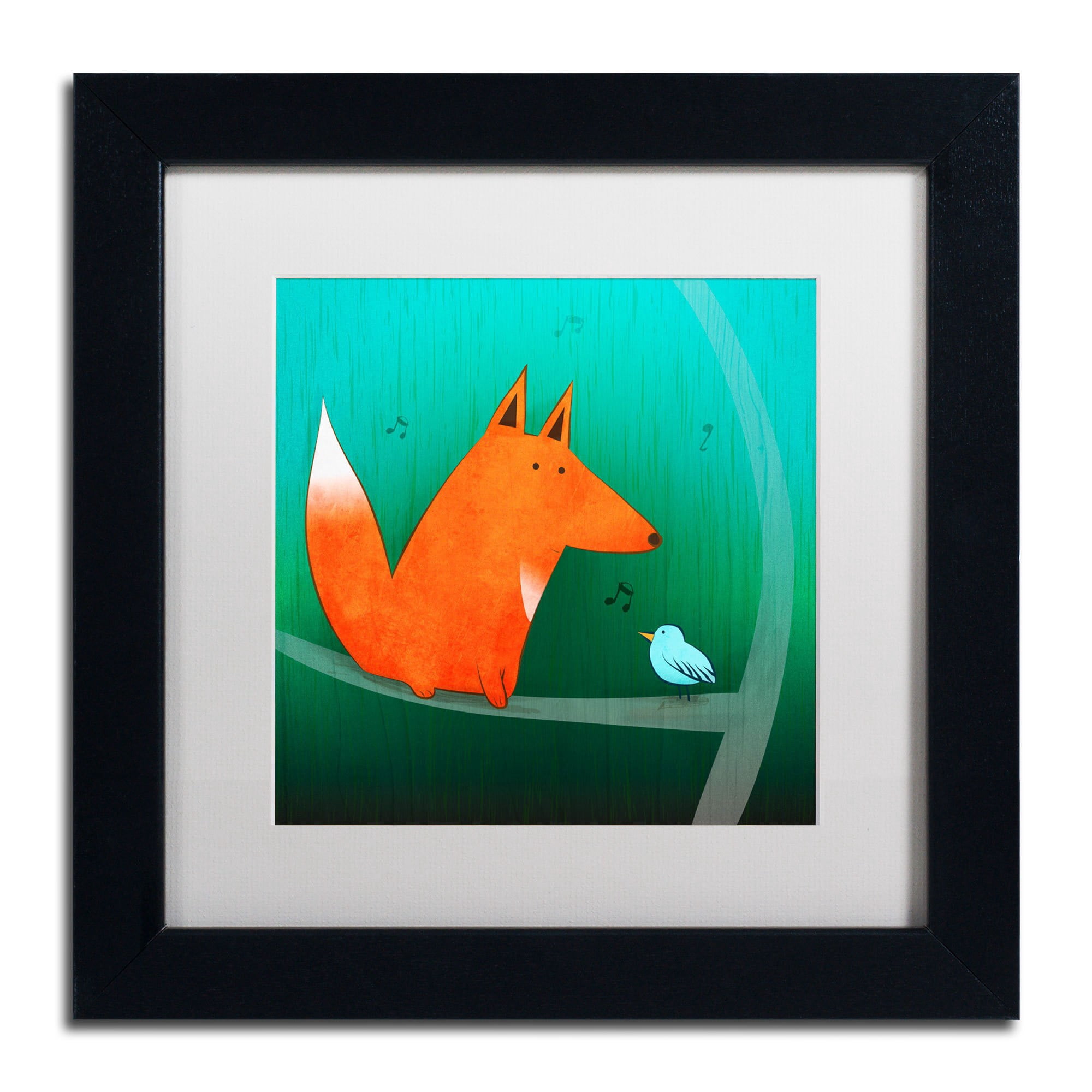 Trademark Fine Art "Fox in Tree" Canvas Art by Carla Martell, White Matte, Black Frame