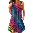 thumbnail image 1 of Pisexur Robes de Plage pour Femmes 2024 Robe d'Été Décontractée Vacances Tendance Boho Imprimé Floral Boutonnée Col en V Sans Manches Robe d'Été, 1 of 4