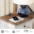 thumbnail image 5 of YANGLI Set of 2 End Table with Charging Station, Wood Nightstands with Drawer & Storage Cabinet, Modern Side Tables Living Room, Farmhouse Bedside for Bedroom, Rustic White, 5 of 6