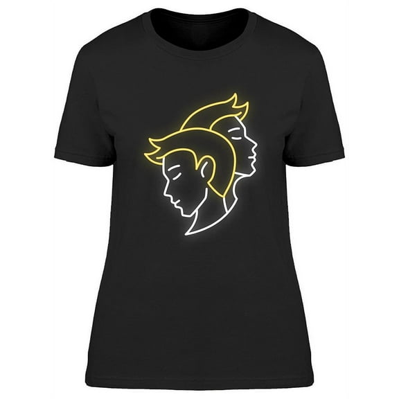 Gemini Zodiac Sign Neon  T-Shirt Women -Image by Shutterstock, Female Medium
