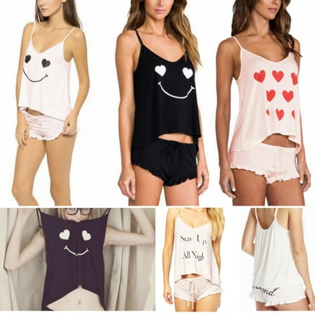 Women Girls Cotton Tank Top + Shorts Underpants Pajamas Set Summer