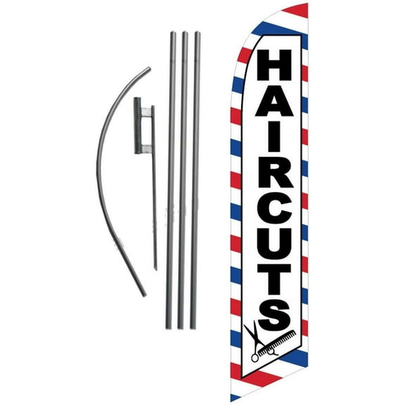 Haircuts rwb 15ft Feather Banner Swooper Flag Kit - INCLUDES 15FT POLE KIT w/GROUND SPIKE