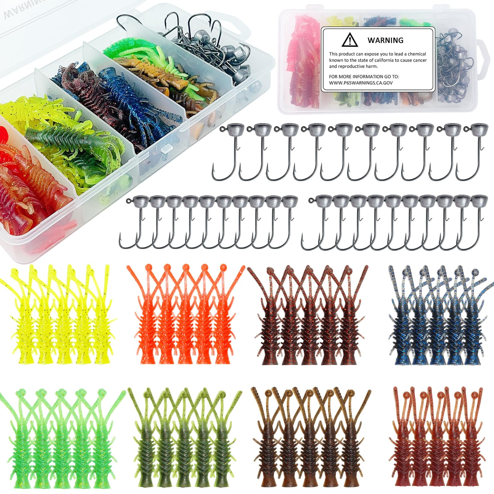 71Pcs Shroom Jig Heads with Hellgrammite Soft Lures Fishing Kit Bass Trout Pike Walleye Crappie Saltwater Freshwater