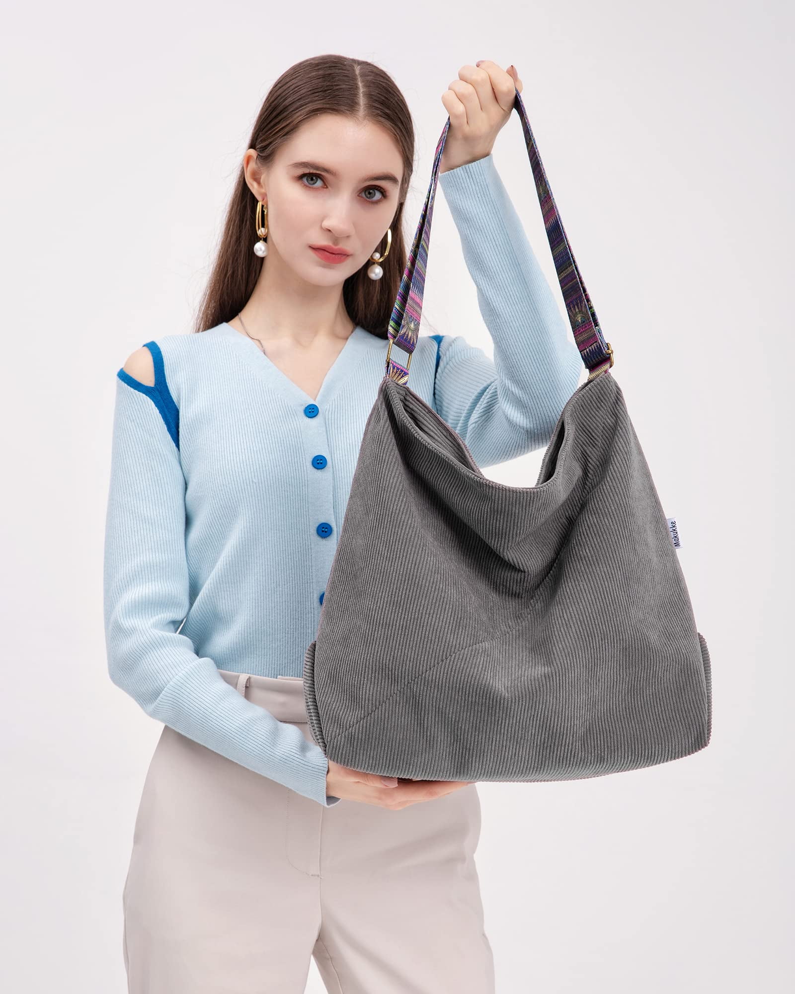 Tancuzo Women Corduroy Tote Bag Stylish Shoulder Hobo Bags Casual