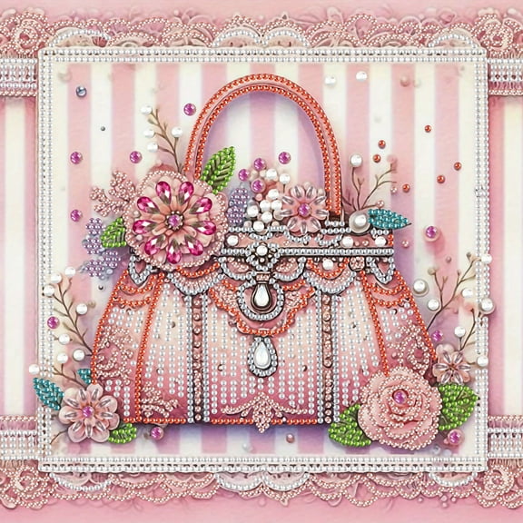 5D DIY diamond art painting kit, pink bag special shape diamond canvas, namely can decompress and relax and can be used for home wall decoration
