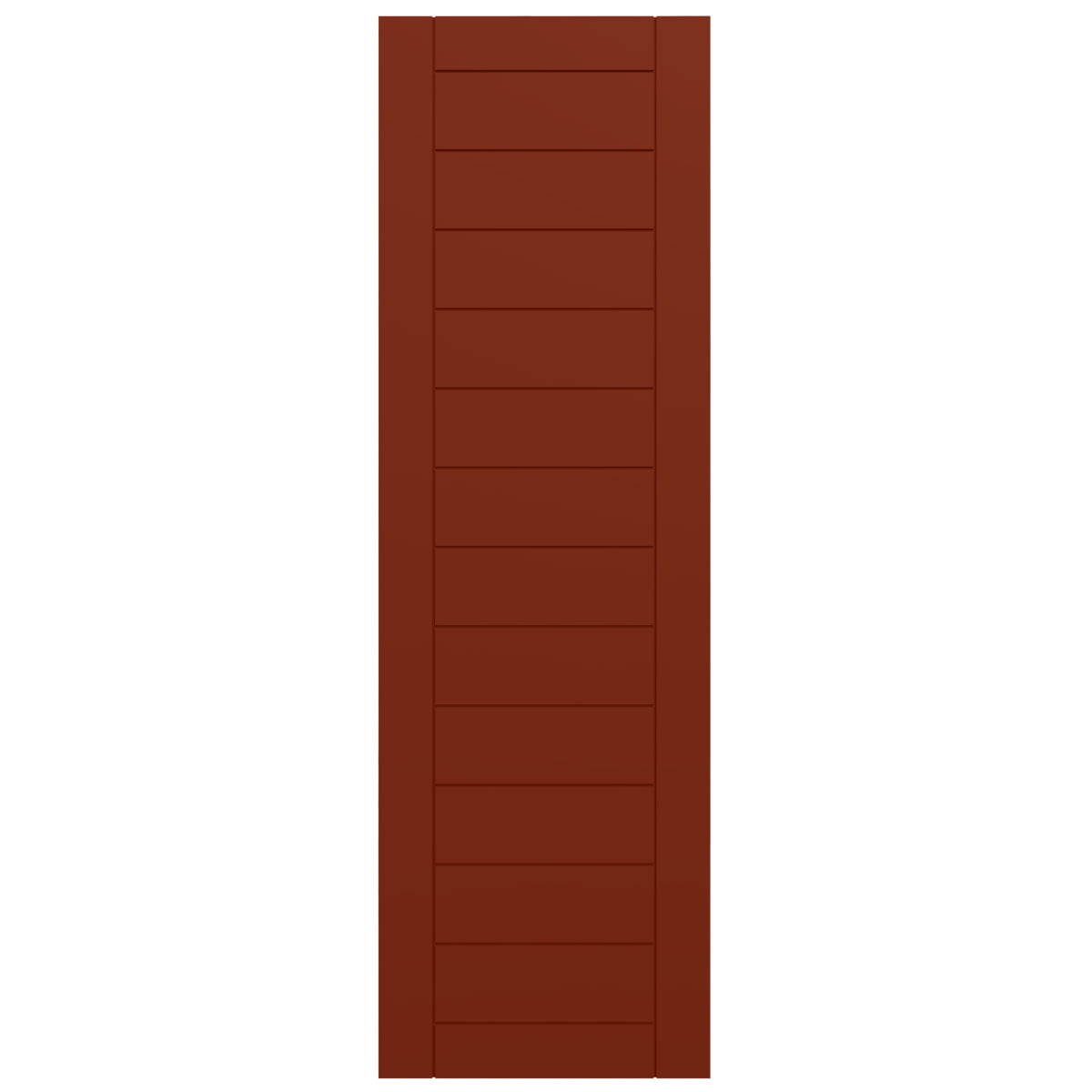 Ekena Millwork 15"W x 25"H True Fit PVC Horizontal Slat Framed Modern Style Fixed Mount Shutters, Pepper Red (Per Pair - Hardware Not Included)