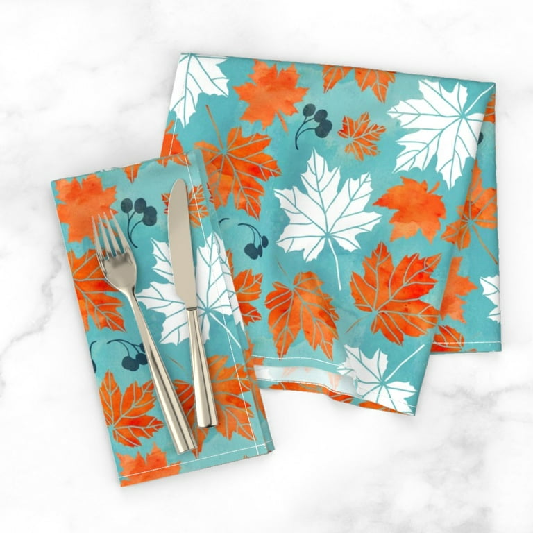 Print Cloth Napkins 100% Cotton Table Napkins Multi-Pattern Square Napkins 20+ Colors (Set of 12) Gracie Oaks Color: Teal Orange