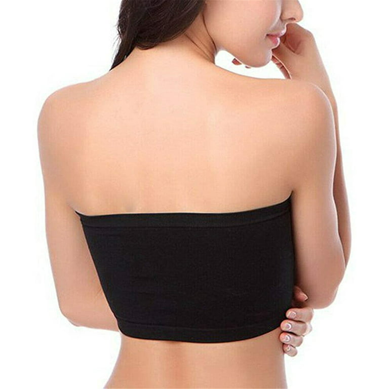 Kiapeise Double Layers Plus Size Strapless Bra Bandeau Tube Removable  Padded Top Stretchy 