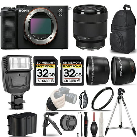 Sony a7C Camera (Black) Camera +28-70mm f/3.5-5.6 OSS Lens +Flash +64GB- Kit