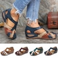 thumbnail image 2 of Lollita Orthopedic Plus Sandals PU Leather Retro Arch Support Comfy  Toe Sandals for Women Toe Protection Design, 2 of 10