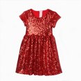 thumbnail image 1 of Gubotare Robe pour Enfants Robe Fillette Robe Sans Manches à Volants pour Filles Tenues d'Été Robe de Plage 4T 5T (Rouge, 4-5 Ans), 1 of 3