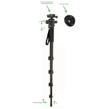 Professional Heavy Duty 72" Monopod / Unipod (Dual Optional Head) For Nikon D850