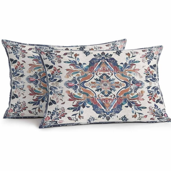 Boho Ethnic Style Outdoor Pillow Covers Pack of 2 Retro Leaves Texture Waterproof Throw Pillow Covers Decorative Cushion Cases for Patio Garden Tent Balcony Couch 20x12 inch