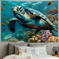 thumbnail image 2 of PRATYUS  Sea Turtle Tapestry Wall Hanging Tropical Fish and Coral in Underwater World Tapestry for Bedroom, Blue Ocean Nature Landscape Tapestry for Living Room Dorm Party Wall Decor 40x30inch, 2 of 6