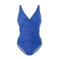 thumbnail image 5 of CAICJ98 Womens One Piece Swimsuit Push Up Wrap Front Swimsuit Tummy Control Bathing Suits Bandeau Support Slimming Swimwear Blue,XL, 5 of 5