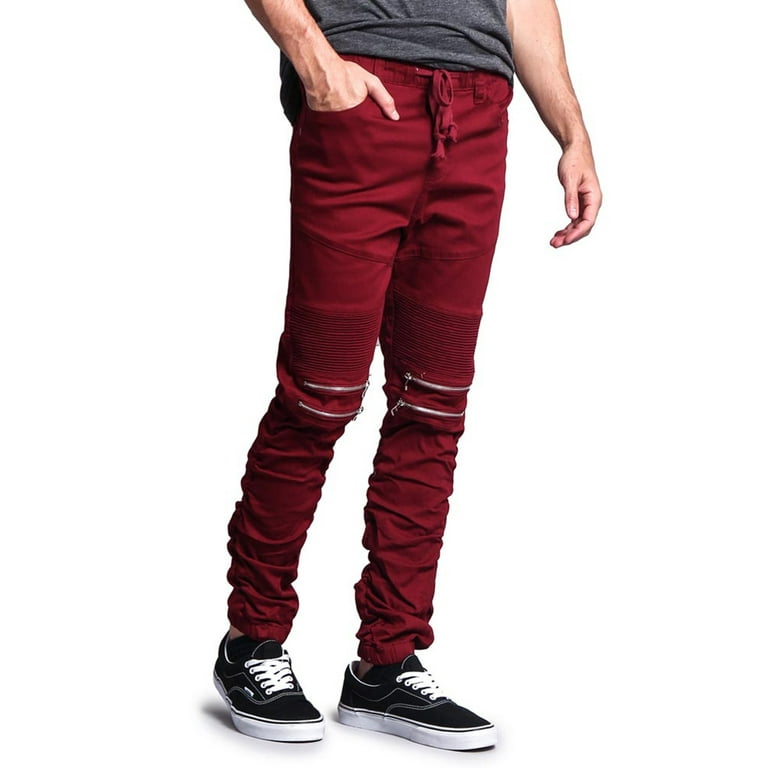 Victorious Men s Scrunch Stacked Biker Twill Jogger Pants JG882