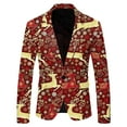 thumbnail image 2 of FAOWME Men's Christmas Suit Jacket Long Sleeved Lapel Buttons Snowflake Printed Fashion Comfortable Coats Tops For Casual Daily Wear Wine Xxl, 2 of 5