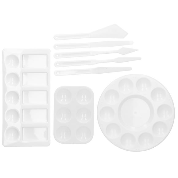8pcs Plastic Painting Scraper Palette Set Easy Cleaning Reusable for Drawing Watercolor Kit