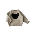 thumbnail image 2 of Bagilaanoe Toddler Baby Girl Boy Knitted Sweater Long Sleeve Bear Print Pullover 1M 4M 8M 12M 24M 3T Kids Warm Jumpers Tops Fall Loose Knitwear, 2 of 5