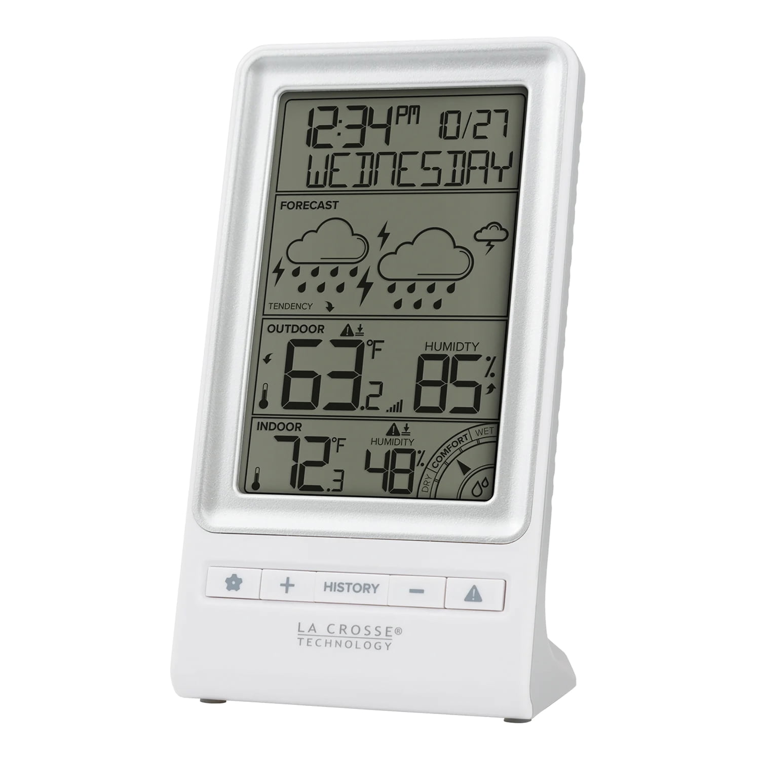 La Crosse Technology Battery-Powered LCD Wireless 2-Piece Digital Weather Forecast Station with Hygrometer and Calendar, 308-1415FCT