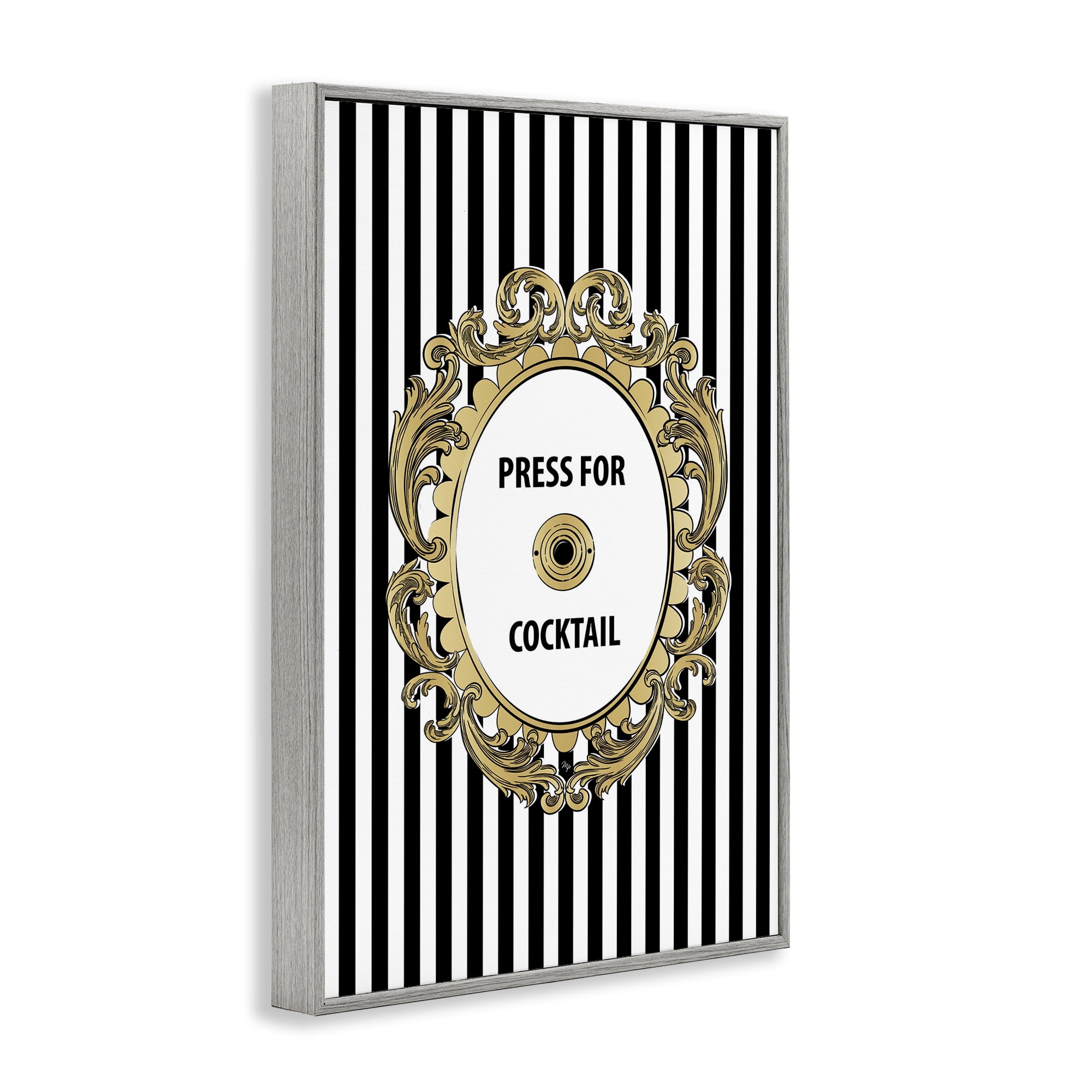 Stupell Industries Press For Cocktail Celebration Gray Framed Giclee Art, design by Martina Pavlova