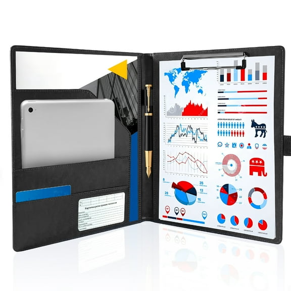 Portfolio Folder Padfolio Portfolio Binder Clipboard Binder with Storage for Notebook, Notepad Nursing Clipboard, Office Accessories Black