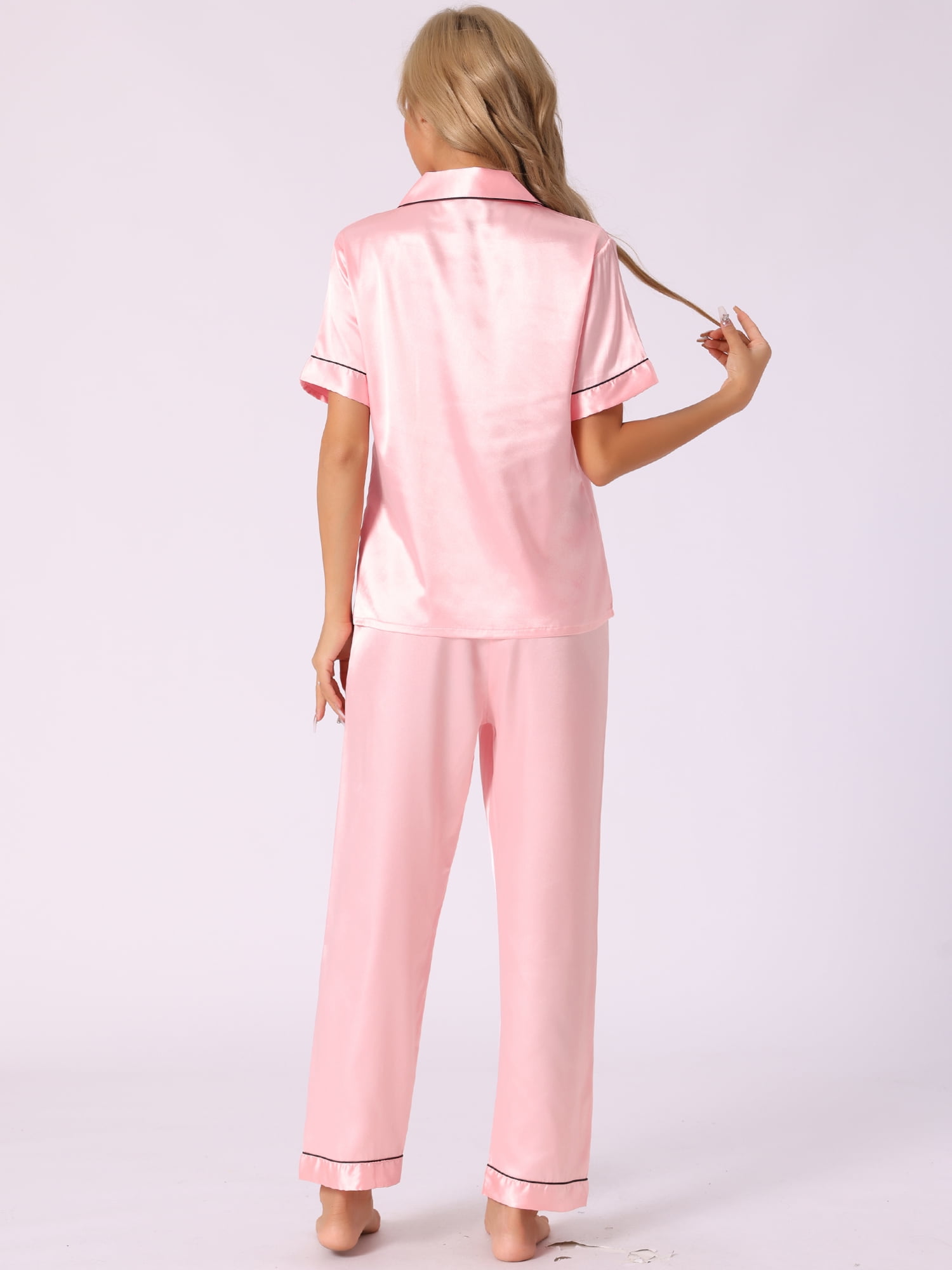 DARING DIVA Women's 2 Pcs Button Down Pajama Set S Pink
