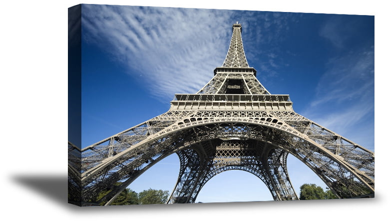 Paris Paris France Art Print Sky Blue Modern Eiffel Tower European City Large 16 x 20 Canvas-Wrapped Frame