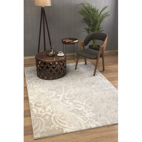 Rug Branch Contemporary Modern  Grey Beige Indoor Area Rug - 4x6