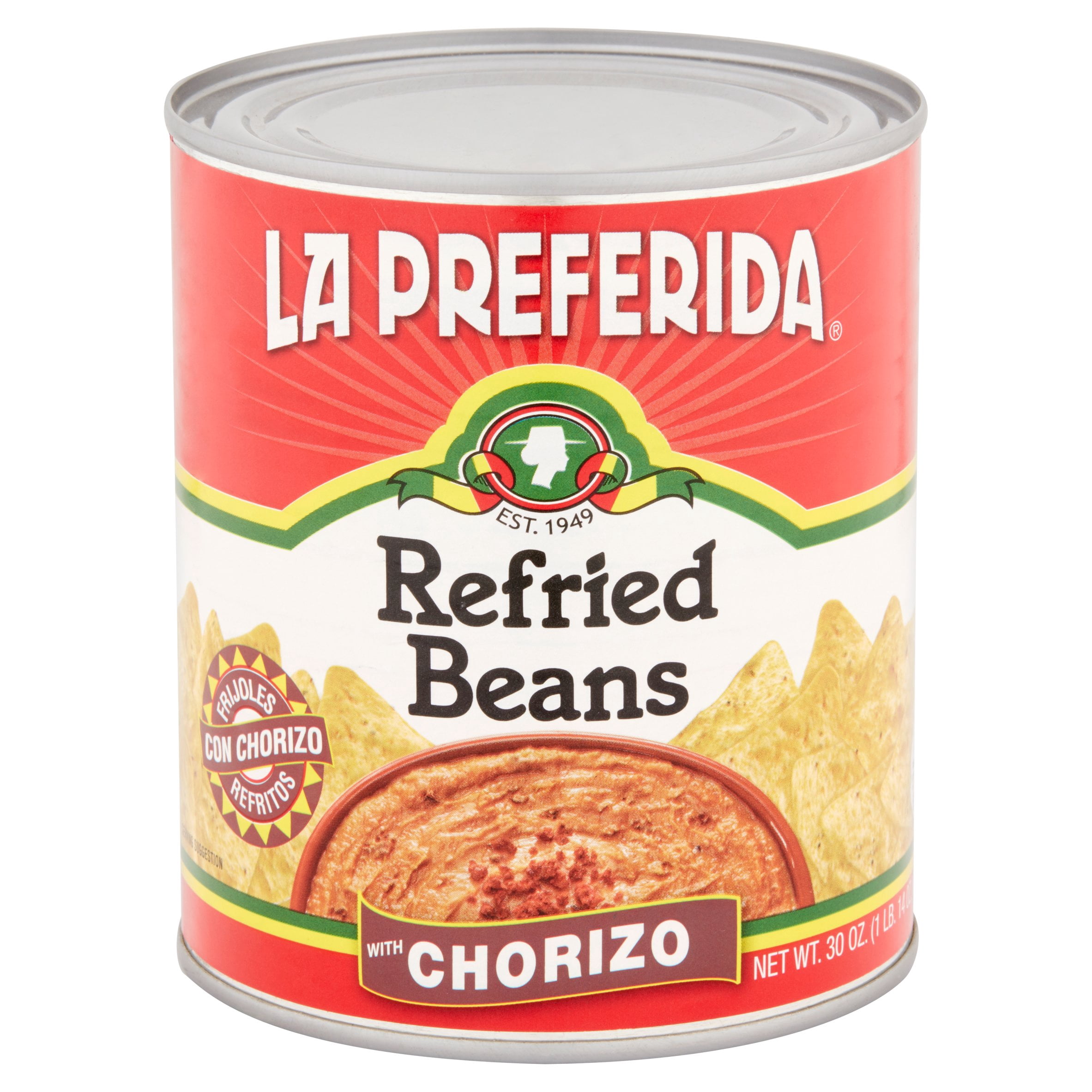 (3 pack) La Preferida Refried Beans with Chorizo, 30 oz