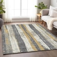 thumbnail image 6 of HomeRoots 623491 3 x 5 ft. Gold & Gray Striped Washable Transitional Indoor & Outdoor Rectangle Area Rug, 6 of 9