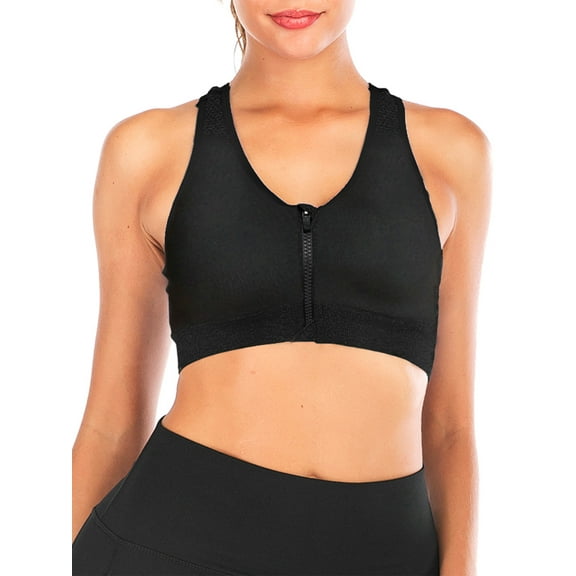 LELINTA Women's Black Front Closure Sports Bra Support Bra Comfort Brassiere Tops Yoga Bra