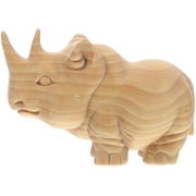 Boxwood Rhino Statue Wood Rhino Figurine Wooden Desktop Decor Rhino Shaped Tea Pet