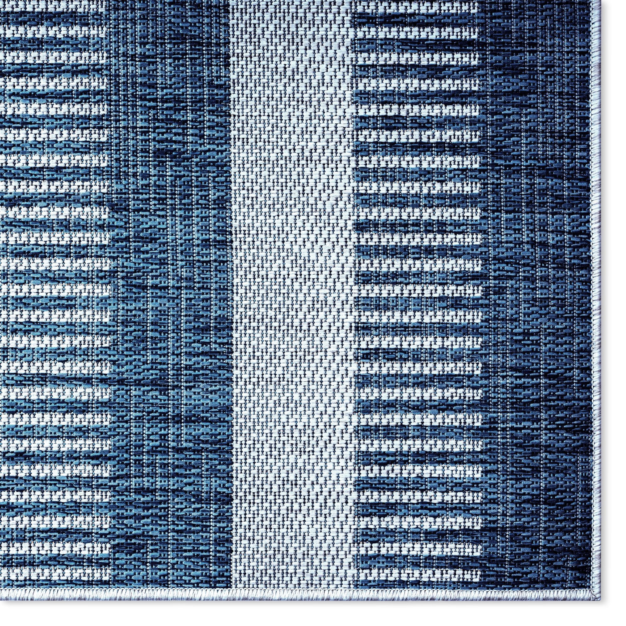 Nicole Miller New York Patio Country Charlotte Modern Striped Indoor/Outdoor Area Rug, Aqua/Ivory , 5'2"x7'2"