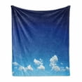 thumbnail image 1 of Blue Sky Soft Flannel Fleece Throw Blanket, White Puffy Cloudscape Outdoor Scene Environmental Scene Print, Cozy Plush for Indoor and Outdoor Use, 60" x 80", Cobalt Blue Azure Blue, by Ambesonne, 1 of 6