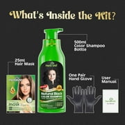Herbishh Black Hair Color Shampoo,Ammonia-Free, Permanent 3-in-1 Gray Coverage for Men & Women Kit (3pcs Color Shampoo +1 Argan Hair Mask)