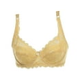 thumbnail image 2 of Gymayou Women Underwire Thin Lace Bra Breathable Floral Lace V Neck Bralette Adjustable Strap Lightweight Beige L, 2 of 8