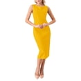 thumbnail image 2 of INSPIRE CHIC Women's Boat Neck Sleeveless Midi Formal Dress Yellow L, 2 of 5