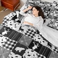 thumbnail image 4 of Homewish Wildlife Moose Elk Bedding Comforter Set 7pcs, Woodland Animal Bear Queen Bedding Sets, Grey Rustic Farmhouse Reversible Queen Sheet Sets, Microfiber Bedroom Decor, 4 of 7
