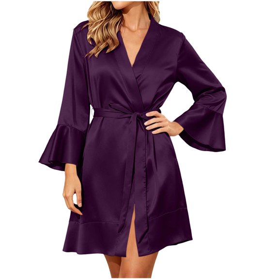 Cekizud Robes for Women Summer Solid Loose Lightweight Breathable Home Wear Robe